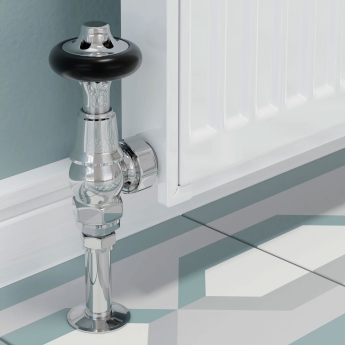 West Commodore Traditional Angled Manual Radiator Valve and Lockshield - Chrome | Product Image