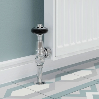 West Commodore Traditional Angled Manual Radiator Valve and Lockshield - Chrome | Product Image