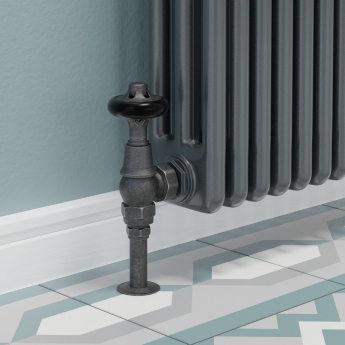West Commodore Traditional Angled Manual Radiator Valve and Lockshield - Pewter