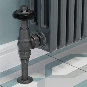 West Commodore Traditional Angled Manual Radiator Valve and Lockshield - Pewter