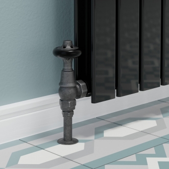 West Commodore Traditional Angled Manual Radiator Valve and Lockshield - Pewter