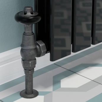 West Commodore Traditional Angled Manual Radiator Valve and Lockshield - Pewter