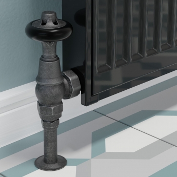 West Commodore Traditional Angled Manual Radiator Valve and Lockshield - Pewter