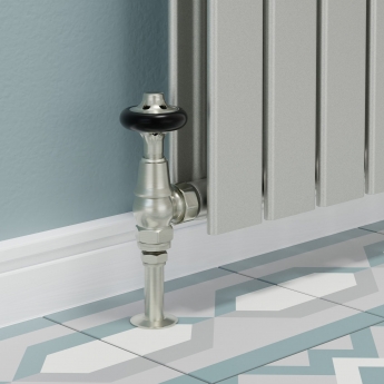 West Commodore Traditional Angled Manual Radiator Valve and Lockshield - Satin Nickel