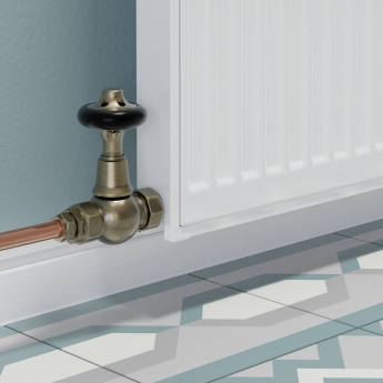 West Commodore Traditional Straight Manual Radiator Valve and Lockshield - Antique Brass