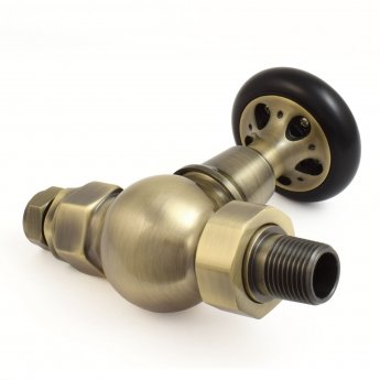 West Commodore Traditional Straight Manual Radiator Valve and Lockshield - Antique Brass