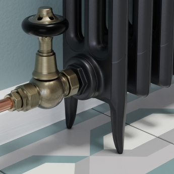 West Commodore Traditional Straight Manual Radiator Valve and Lockshield - Antique Brass