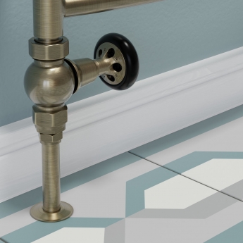 West Commodore Traditional Straight Manual Radiator Valve and Lockshield - Antique Brass