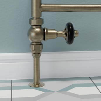 West Commodore Traditional Straight Manual Radiator Valve and Lockshield - Antique Brass