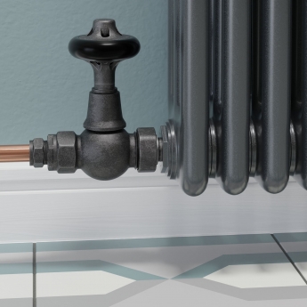 West Commodore Traditional Straight Manual Radiator Valve and Lockshield - Pewter