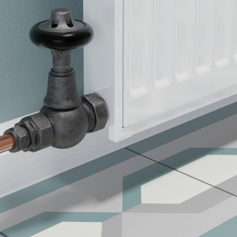 West Commodore Traditional Straight Manual Radiator Valve and Lockshield - Pewter