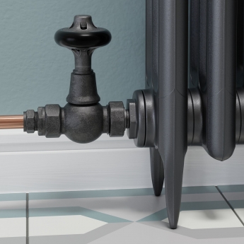 West Commodore Traditional Straight Manual Radiator Valve and Lockshield - Pewter