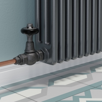 West Commodore Traditional Straight Manual Radiator Valve and Lockshield - Pewter