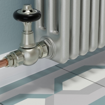 West Commodore Traditional Straight Manual Radiator Valve and Lockshield - Satin Nickel