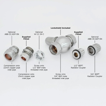 West Commodore Traditional Straight Manual Radiator Valve and Lockshield - Satin Nickel | Product Image