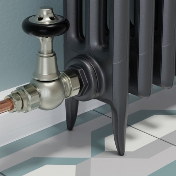 West Commodore Traditional Straight Manual Radiator Valve and Lockshield - Satin Nickel