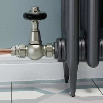 West Commodore Traditional Straight Manual Radiator Valve and Lockshield - Satin Nickel