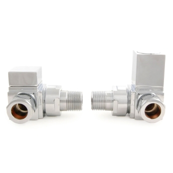 West Cubex Square Corner Radiator Valves Pair Chrome | Product Image