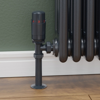 West Delta Angled TRV Thermostatic Radiator Valve and Lockshield - Anthracite