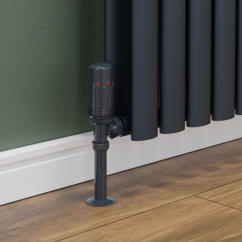 West Delta Angled TRV Thermostatic Radiator Valve and Lockshield - Anthracite