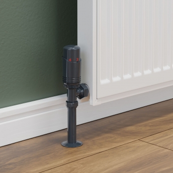 West Delta Angled TRV Thermostatic Radiator Valve and Lockshield - Anthracite