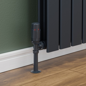 West Delta Angled TRV Thermostatic Radiator Valve and Lockshield - Anthracite