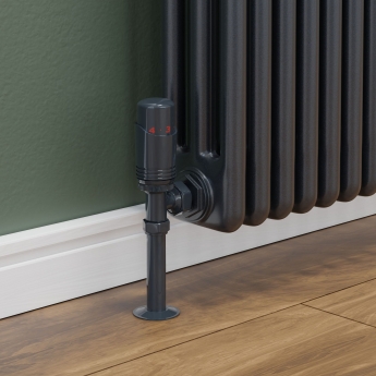 West Delta Angled TRV Thermostatic Radiator Valve and Lockshield - Anthracite