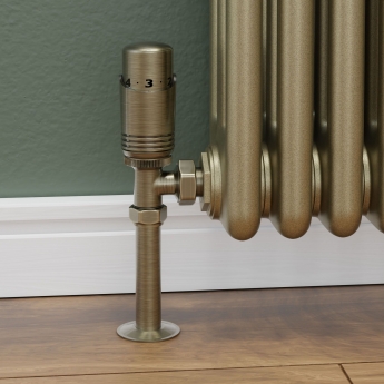 West Delta Angled TRV Thermostatic Radiator Valve and Lockshield - Antique Brass