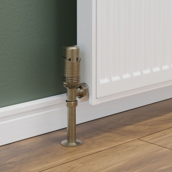 West Delta Angled TRV Thermostatic Radiator Valve and Lockshield - Antique Brass