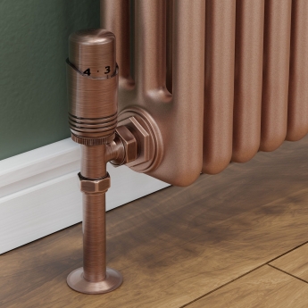 West Delta Angled TRV Thermostatic Radiator Valve and Lockshield - Antique Copper