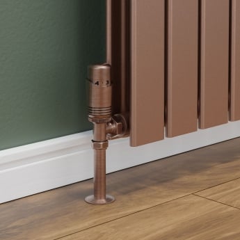 West Delta Angled TRV Thermostatic Radiator Valve and Lockshield - Antique Copper