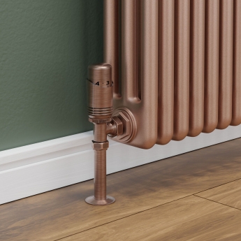 West Delta Angled TRV Thermostatic Radiator Valve and Lockshield - Antique Copper