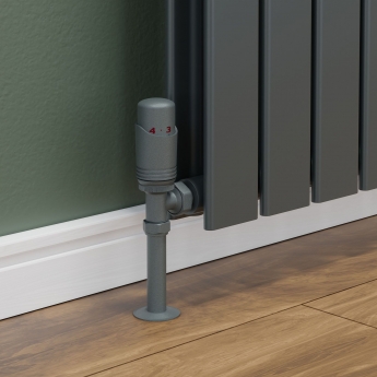 West Delta Angled TRV Thermostatic Radiator Valve and Lockshield - Gunboat Grey