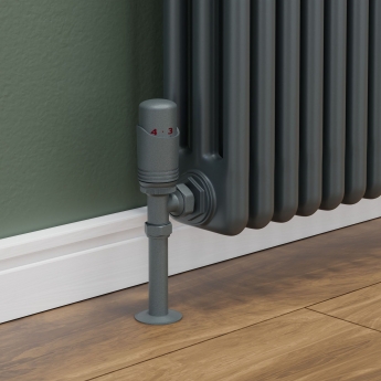 West Delta Angled TRV Thermostatic Radiator Valve and Lockshield - Gunboat Grey