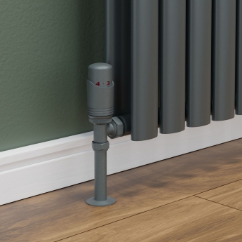 West Delta Angled TRV Thermostatic Radiator Valve and Lockshield - Gunboat Grey