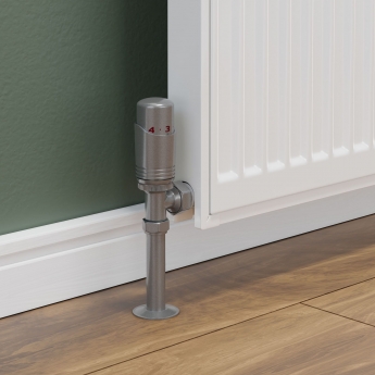 West Delta Angled TRV Thermostatic Radiator Valve and Lockshield - Metallic Grey