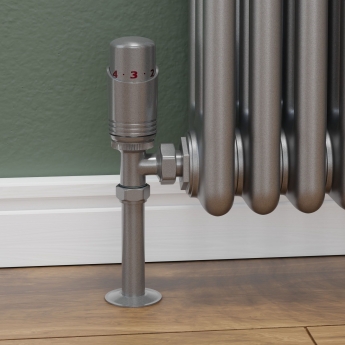 West Delta Angled TRV Thermostatic Radiator Valve and Lockshield - Metallic Grey