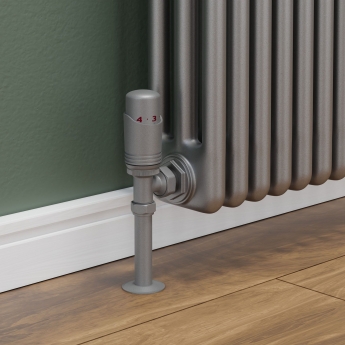 West Delta Angled TRV Thermostatic Radiator Valve and Lockshield - Matte Metallic Grey