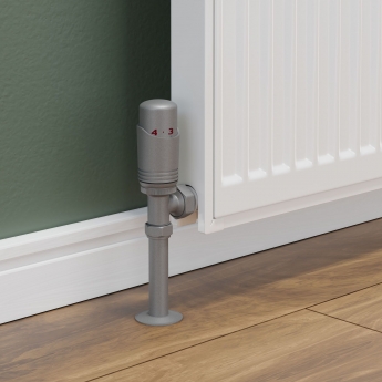 West Delta Angled TRV Thermostatic Radiator Valve and Lockshield - Matte Metallic Grey