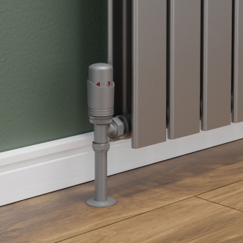 West Delta Angled TRV Thermostatic Radiator Valve and Lockshield - Matte Metallic Grey