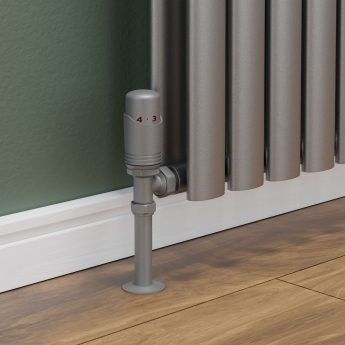 West Delta Angled TRV Thermostatic Radiator Valve and Lockshield - Matte Metallic Grey