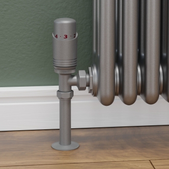 West Delta Angled TRV Thermostatic Radiator Valve and Lockshield - Matte Metallic Grey