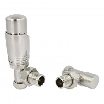 West Delta Angled TRV Thermostatic Radiator Valve and Lockshield - Satin Nickel