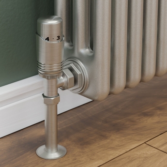 West Delta Angled TRV Thermostatic Radiator Valve and Lockshield - Satin Nickel