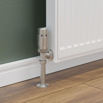 West Delta Angled TRV Thermostatic Radiator Valve and Lockshield - Satin Nickel