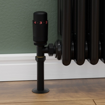 West Delta Angled TRV Thermostatic Radiator Valve and Lockshield - Textured Black