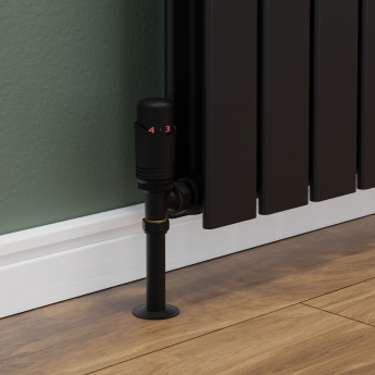 West Delta Angled TRV Thermostatic Radiator Valve and Lockshield - Textured Black