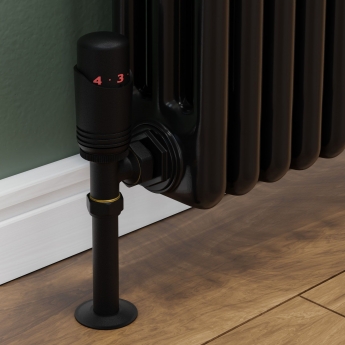 West Delta Angled TRV Thermostatic Radiator Valve and Lockshield - Textured Black