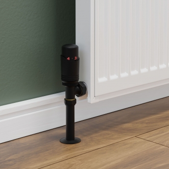 West Delta Angled TRV Thermostatic Radiator Valve and Lockshield - Textured Black