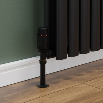 West Delta Angled TRV Thermostatic Radiator Valve and Lockshield - Textured Black